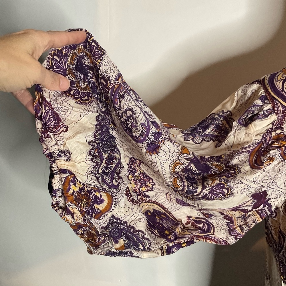 Band of Gypsies Band of The Free Purple Ivory Paisley Puff Sleeve Mini Dress - Picture 5 of 10